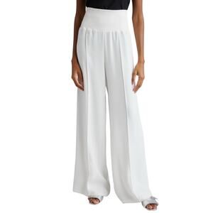ATM Anthony Thomas Melillo White High-Waist Wide-Leg Cropped Trousers